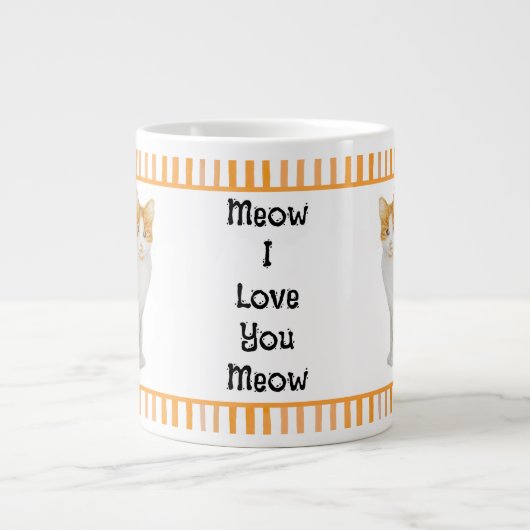 Personalisierte Wasserfarbe Orangefarbene Katze mi Jumbo-Tasse (Vorderseite)