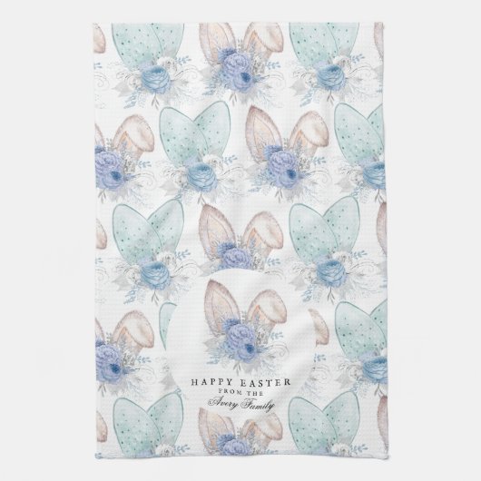 Personalisierte Wasserfarbe Ostern Sonnige Ohren Geschirrtuch (Vertikal)