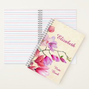 Personalisierte Wasserfarbe Pink Magnolie Notizblock