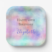 Personalisierte Wasserfarbe Rainbow Pastel Geburts Pappteller (Vorderseite)