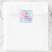 Personalisierte Wasserfarbe Rainbow Pastel Geburts Quadratischer Aufkleber (Tasche)