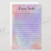 Personalisierte Wasserfarbe Rosa Lavendel Lila Lin Briefpapier (Vorne/Hinten)