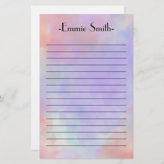 Personalisierte Wasserfarbe Rosa Lavendel Lila Lin Briefpapier (Vorne/Hinten)