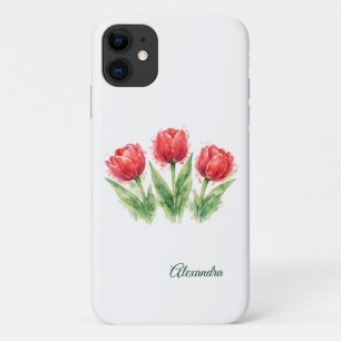 Personalisierte Wasserfarbe Rote Tulpen Case-Mate iPhone Hülle