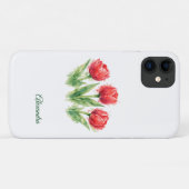 Personalisierte Wasserfarbe Rote Tulpen Case-Mate iPhone Hülle (Rückseite (Horizontal))
