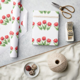 Personalisierte Wasserfarbe Rote Tulpen Geschenkpapier