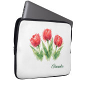 Personalisierte Wasserfarbe Rote Tulpen  Laptopschutzhülle (Vorne Rechts)