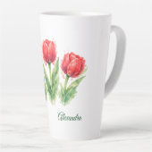 Personalisierte Wasserfarbe Rote Tulpen Milchtasse (Rechte Ecke)