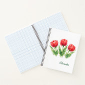 Personalisierte Wasserfarbe Rote Tulpen Notizblock (Innenseite)