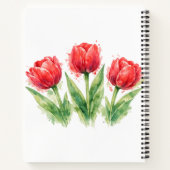 Personalisierte Wasserfarbe Rote Tulpen Notizblock (Rückseite)