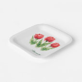 Personalisierte Wasserfarbe Rote Tulpen Pappteller (Gewinkelt)