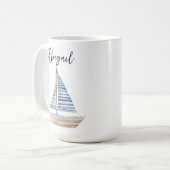 Personalisierte Wasserfarbe Sailboat Tasse (Vorderseite Links)