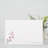 Personalisierte Wasserfarbe Sakura Kirschblossom Briefpapier (Stehend Vorderseite)