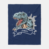 Personalisierte Wasserfarbe T-Rex Dinosaurier Kids Fleecedecke (Vorderseite)