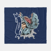 Personalisierte Wasserfarbe T-Rex Dinosaurier Kids Fleecedecke (Vorderseite (Horizontal))