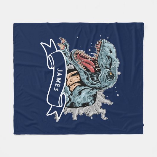 Personalisierte Wasserfarbe T-Rex Dinosaurier Kids Fleecedecke (Vorderseite (Horizontal))
