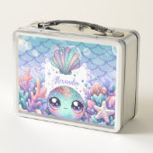 Personalisierte Wasserfarbe Untermeer Metall Brotdose (Rückseite)