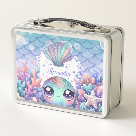 Personalisierte Wasserfarbe Untermeer Metall Brotdose (Rückseite)