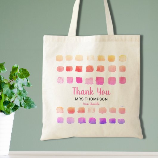 Personalisierte Wasserfarbe Vielen Dank Lehrer Pin Tragetasche