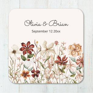 Personalisierte Wasserfarbe Vintage Wildblume Wies Rechteckiger Pappuntersetzer