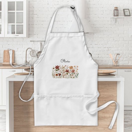 Personalisierte Wasserfarbe Vintage Wildblume Wies Schürze