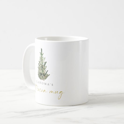 Personalisierte Wasserfarbe Weihnachtsbaum Heiße K Kaffeetasse (Vorderseite Links)