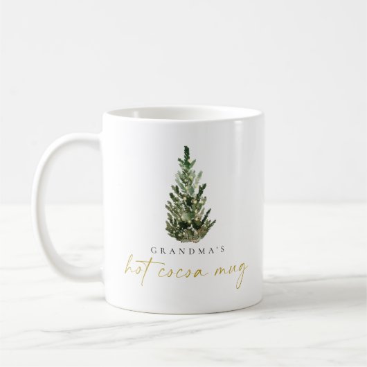 Personalisierte Wasserfarbe Weihnachtsbaum Heiße K Kaffeetasse (Links)