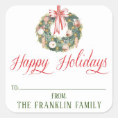 Personalisierte Wasserfarbe Weihnachtsgeschenk Quadratischer Aufkleber (Vorderseite)