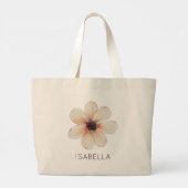 Personalisierte Wasserfarbe Weiße Blume Jumbo Stoffbeutel (Rückseite)