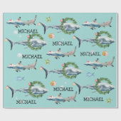 Personalisierte Wasserfarbe Weißer Hai Geschenkpapier (Flach)