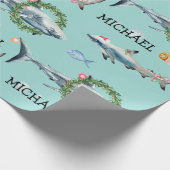 Personalisierte Wasserfarbe Weißer Hai Geschenkpapier (Ecke)