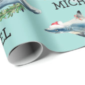 Personalisierte Wasserfarbe Weißer Hai Geschenkpapier (Rolleneckpunkt)