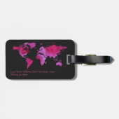 Personalisierte Wasserfarbe Weltkarte Hot Pink Bla Gepäckanhänger (Rückseite horizontal)