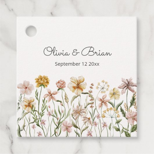 Personalisierte Wasserfarbe Wildblume Wiese Geschenkanhänger (Vorderseite)