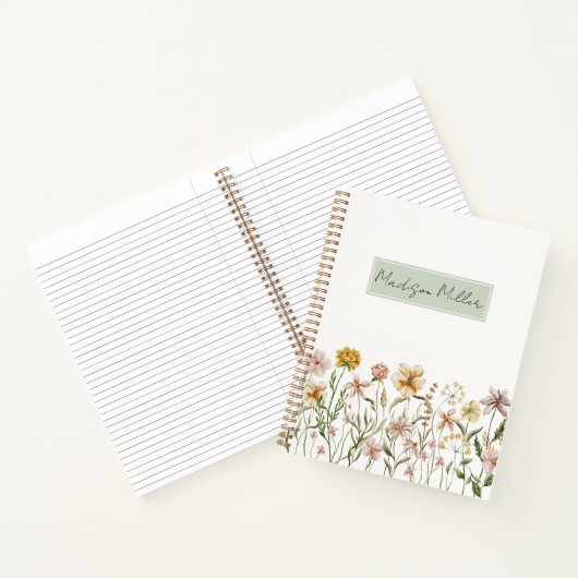 Personalisierte Wasserfarbe Wildblume Wiese Notizblock (Innenseite)
