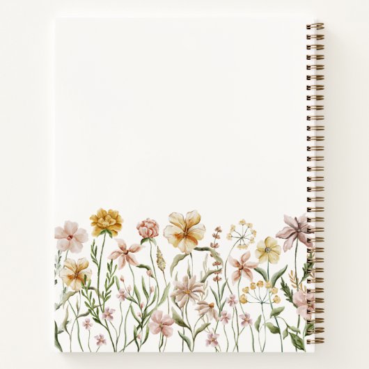 Personalisierte Wasserfarbe Wildblume Wiese Notizblock (Rückseite)