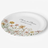 Personalisierte Wasserfarbe Wildblume Wiese Pappteller (Schrägansicht)