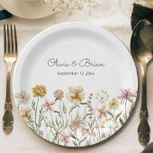 Personalisierte Wasserfarbe Wildblume Wiese Pappteller