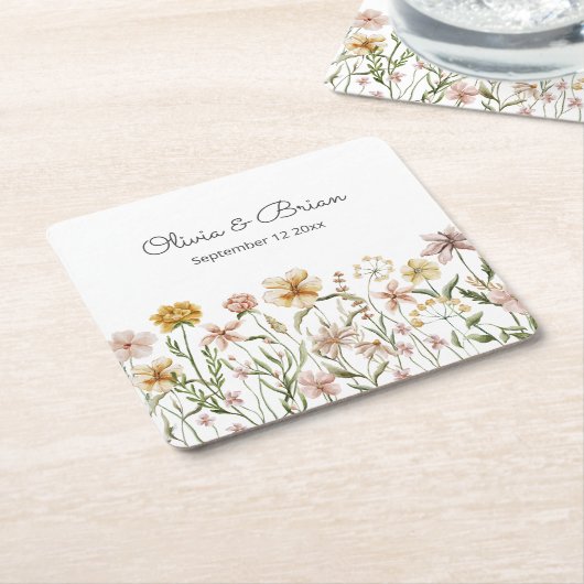 Personalisierte Wasserfarbe Wildblume Wiese Rechteckiger Pappuntersetzer (angewinkelt)