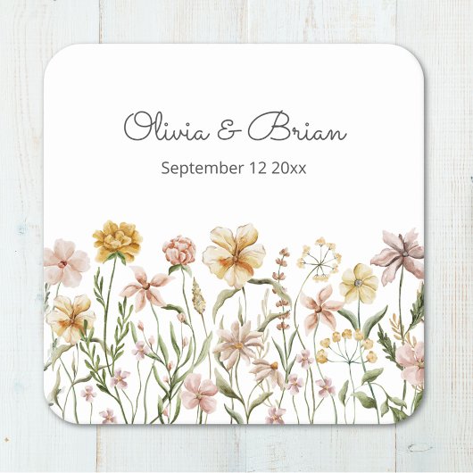 Personalisierte Wasserfarbe Wildblume Wiese Rechteckiger Pappuntersetzer