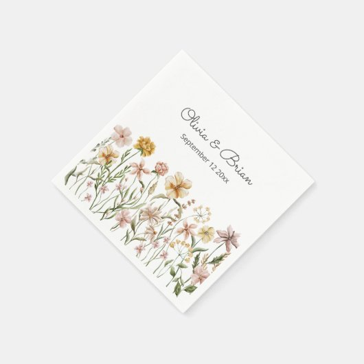 Personalisierte Wasserfarbe Wildblume Wiese Serviette (Ecke)