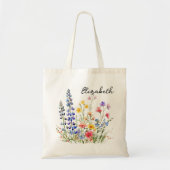 Personalisierte Wasserfarbe-Wildblumen-Tragetasche Tragetasche (Vorne)
