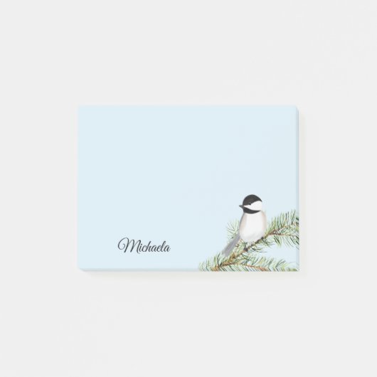 Personalisierte Wasserfarbe Winterchickadee Post-it Klebezettel (Vorderseite)