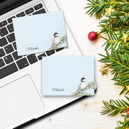 Personalisierte Wasserfarbe Winterchickadee Post-it Klebezettel