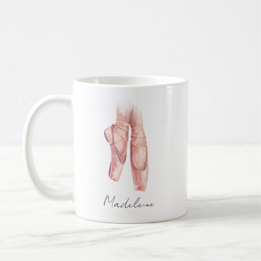 Personalisierte Wasserfarben-Ballettschuhe-Kaffeet Kaffeetasse (Links)