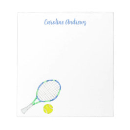 Personalisierte Wasserfarben Blau und Grüne Tennis Notizblock