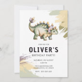 Personalisierte Wasserfarben-Dinosaurier-Geburtsta Einladung (Vorderseite)