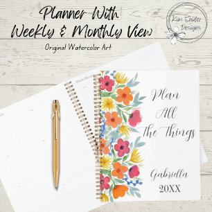 Personalisierte Wasserfarben Florals Planer