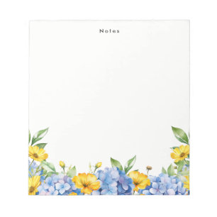 Personalisierte Wasserfarben-Gelbe Hydrangeas Notizblock