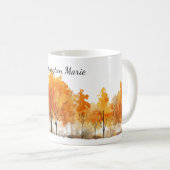 Personalisierte Wasserfarben-Herbstbäume in einer  Kaffeetasse (VorderseiteRechts)